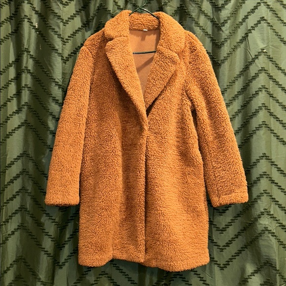 Cozy Rustic Brown Teddy Coat - Picture 4 of 6